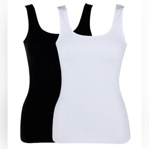 NWOT Rhonda Shear Seamless Shaping Tank 2 Pack w/Shelf Bra Sz L White & Black